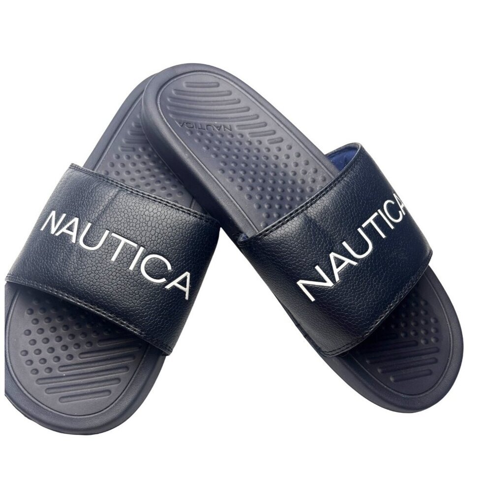Nautica Mens Slide Sandals US 11 Navy Comfortable Durable Casual Footwear‎
